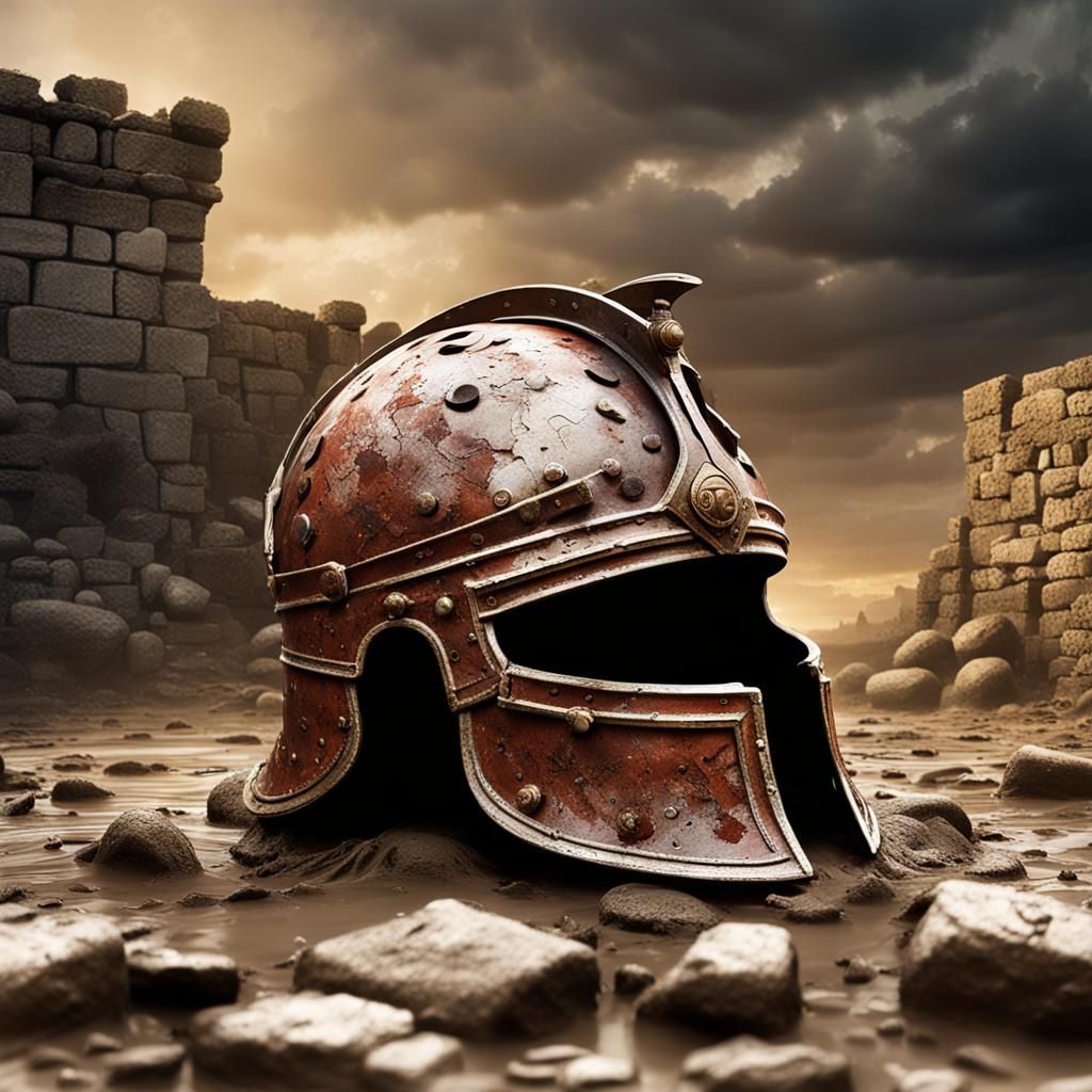 Roman Centurion Helmet on Battlefield Concept Art