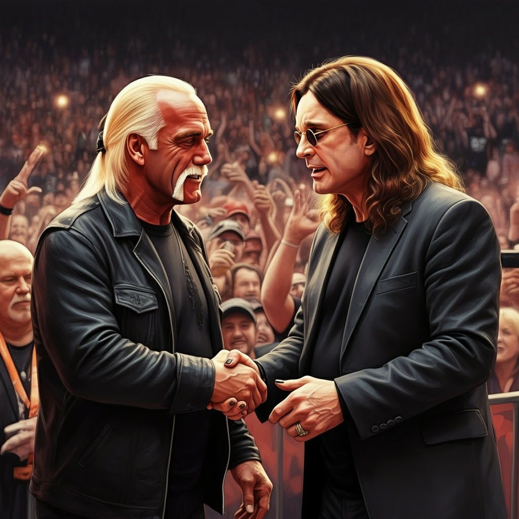 Ozzy Osbourne and Hulk Hogan Share a Hearty Handshake