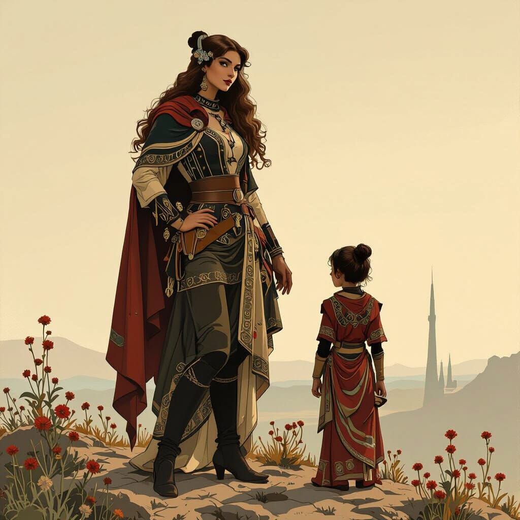 Elegant Woman Portrait in Art Nouveau Style