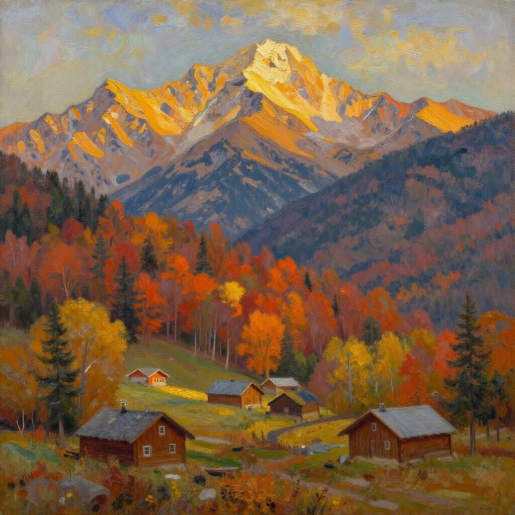 Epic Autumn Mountain Landscape at Golden Hour