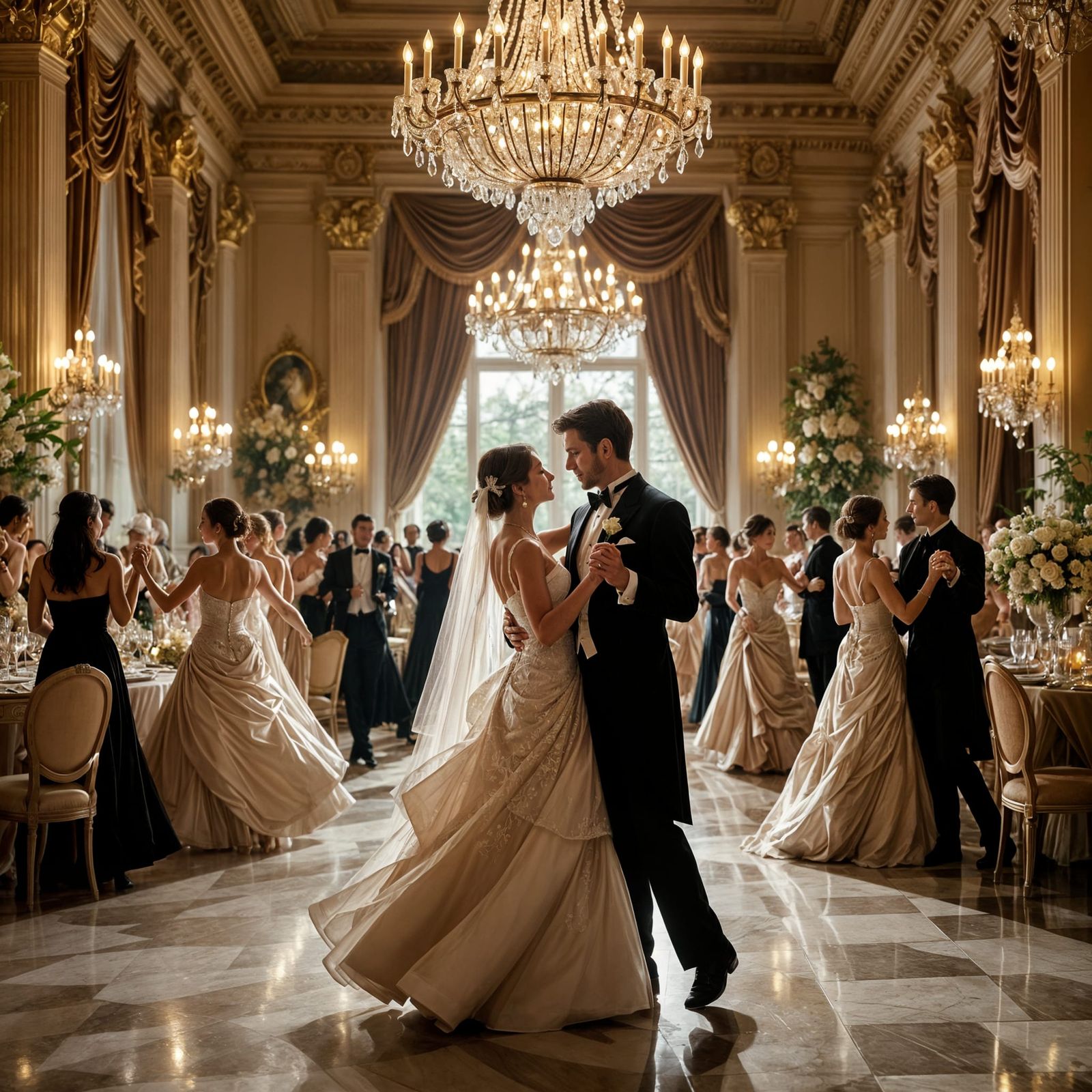Elegant Ballroom Dance Scene: Impressionist Style