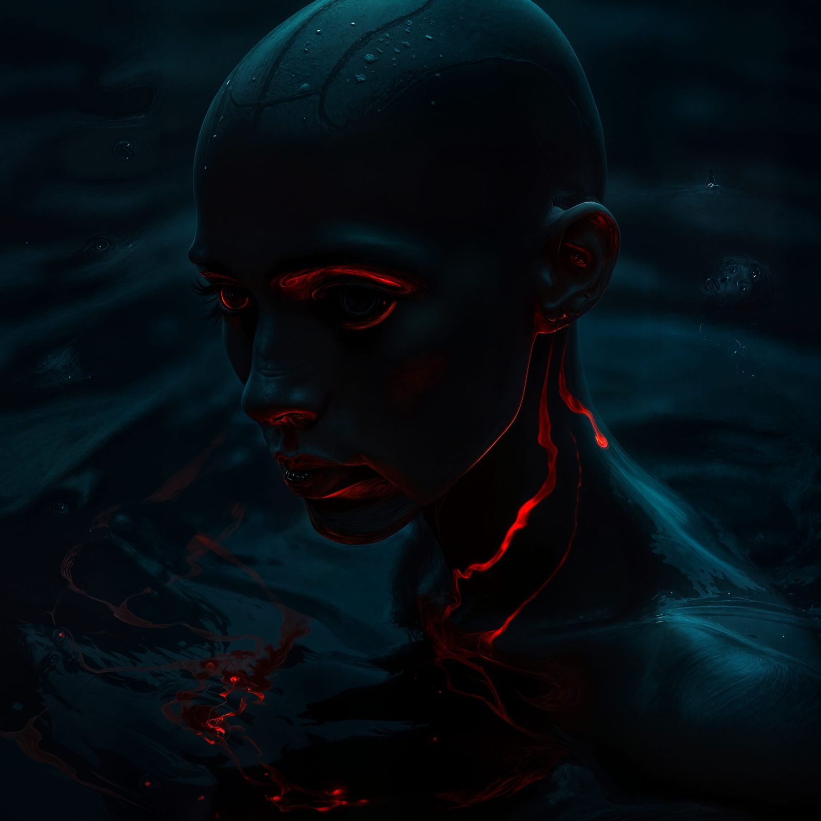 Macabre Portrait of Humanoid Figure in Dark Film Still