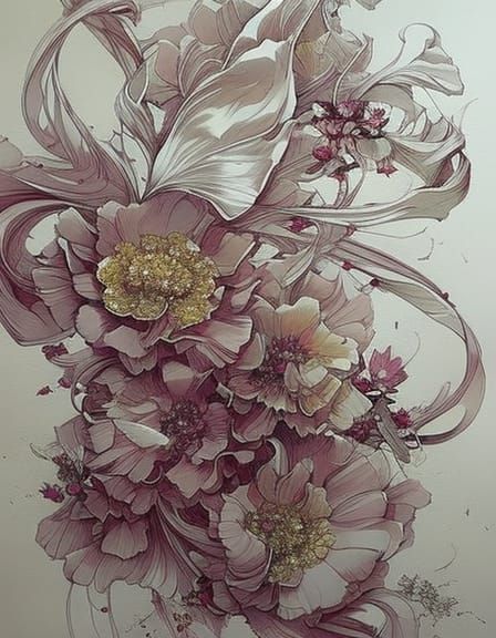 Marigold Bouquet with Glitter and Butterflies