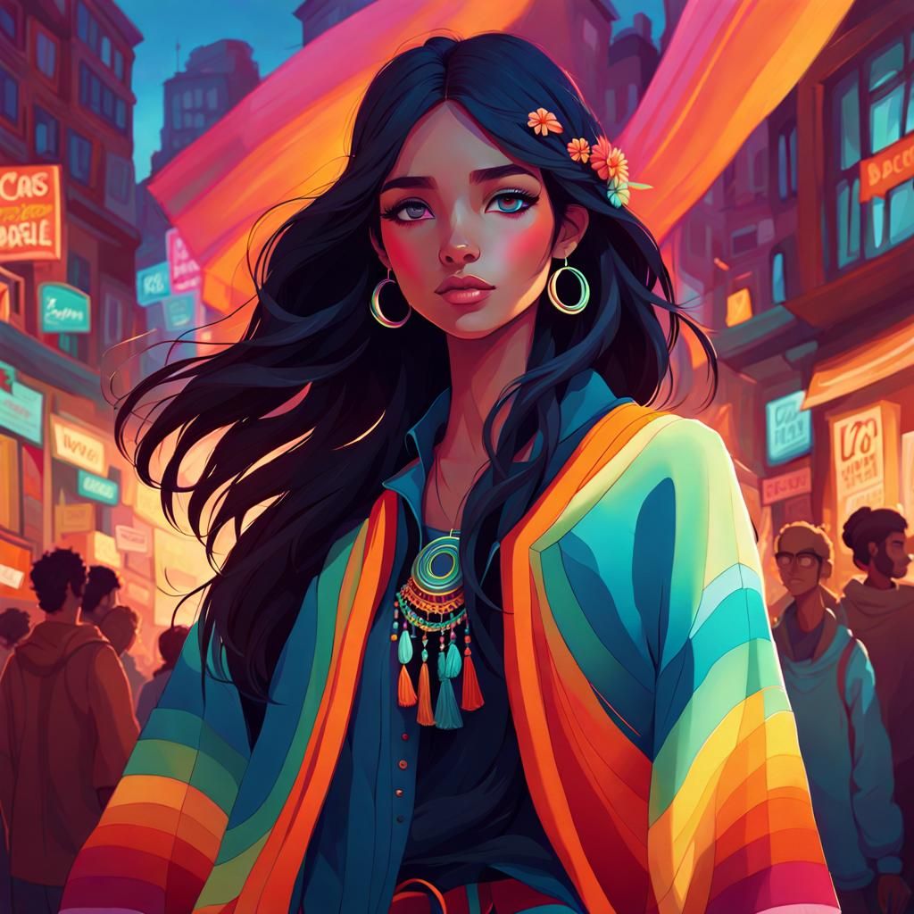 Colorful Bohemian Modern Hippie Digital Painting