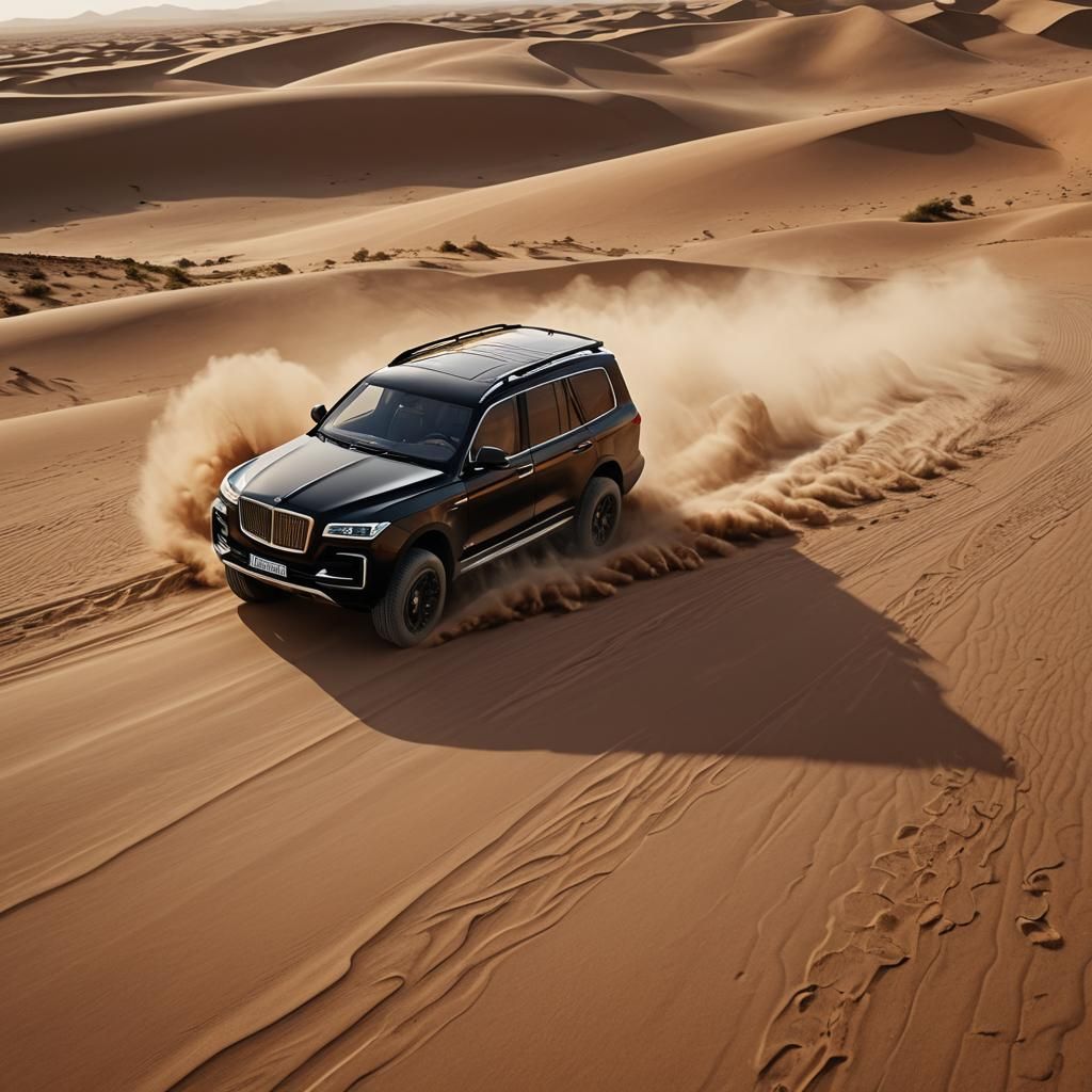 Black Hongqi LS7 SUV Races Across Desert