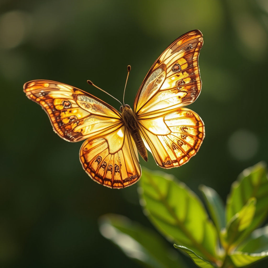 Translucent Butterfly with Gold Leaf Wings in Galaxy