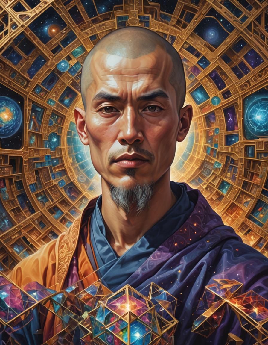 Monk Tesseract: A Surrealist Fantasy Portrait