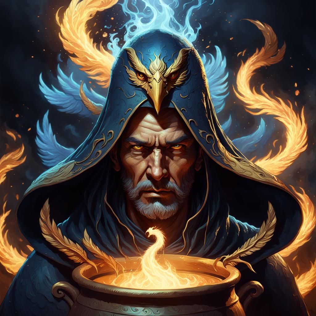 God of Witchcraft Portrait in Art Nouveau Style