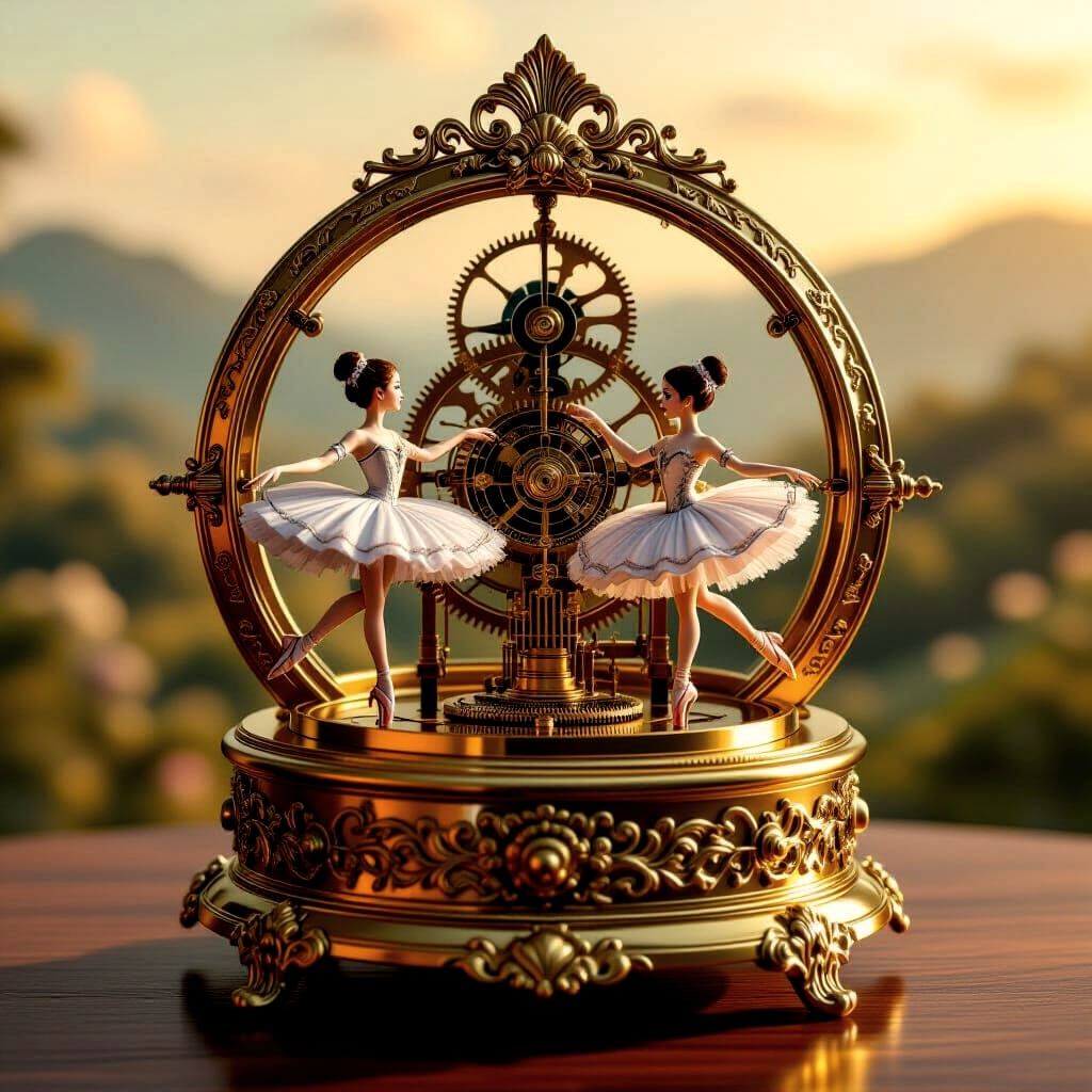 Seapunk Music Box with Clockwork Ballerinas