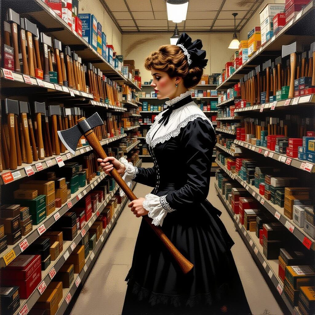 Lizzie Borden Inspects Axes: Realist Painting