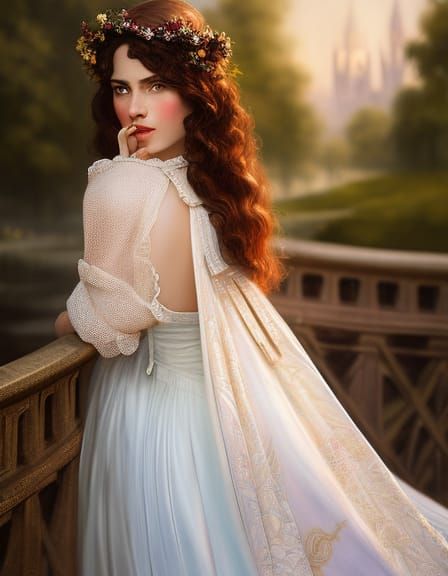 Victorian Beauty Portrait in Detailed Oil Painting Style
