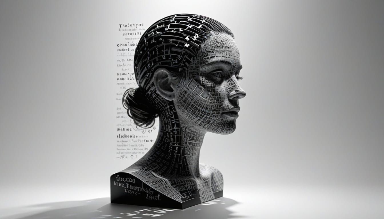 Embossed Calligram with Shadow in Black and White