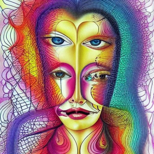 Surreal Face with Zentangle in Salvador Dali Style