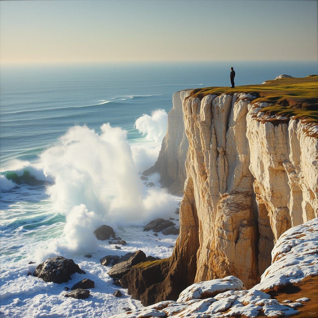 Turquoise Cliffs Under Golden Sunset
