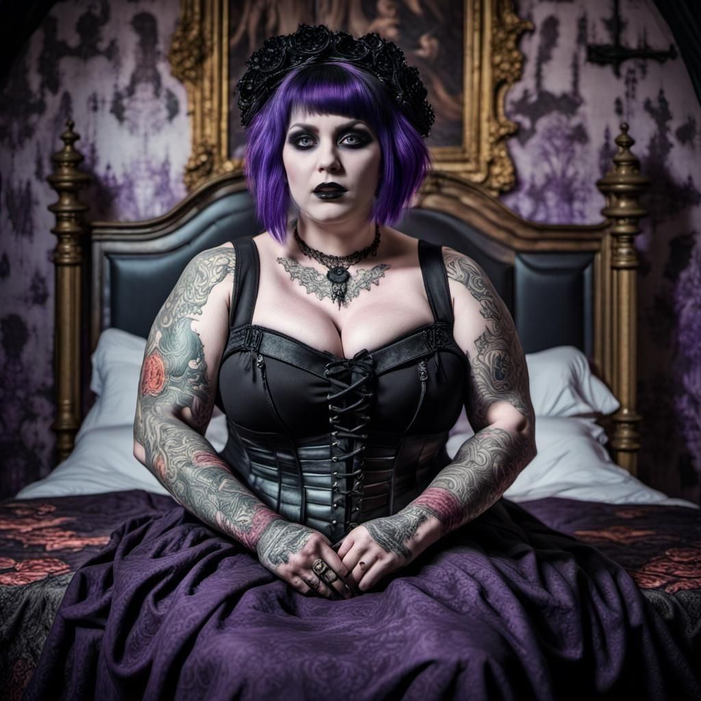 Gothic Woman in Abandoned Castle Chamber