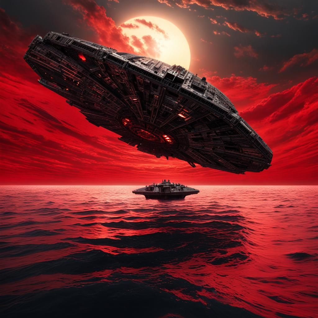Black Millennium Falcon Over Red Sea