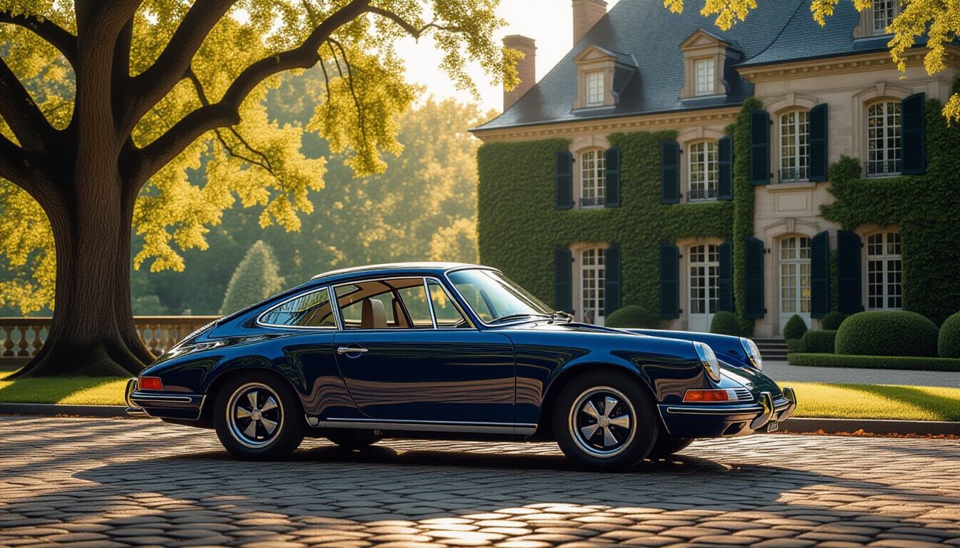 Classic Navy Porsche at Ivy Chateau