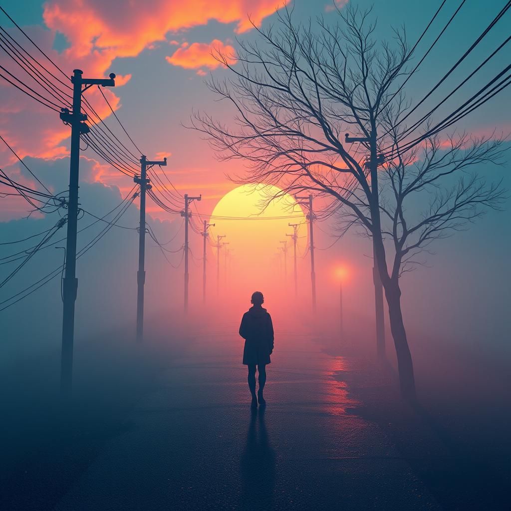 Dreamlike 80s Travel Scene in Surreal Liminal Space