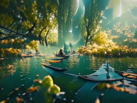 Kayaking in Ethereal Dreamscape Rendered in Blender