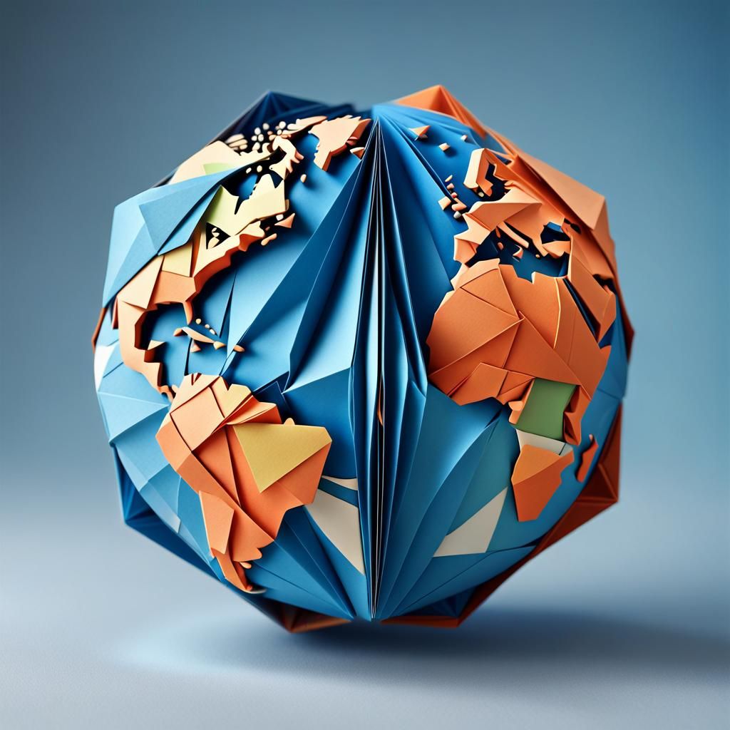 Origami Earth: A Papercraft Planet in Digital Art