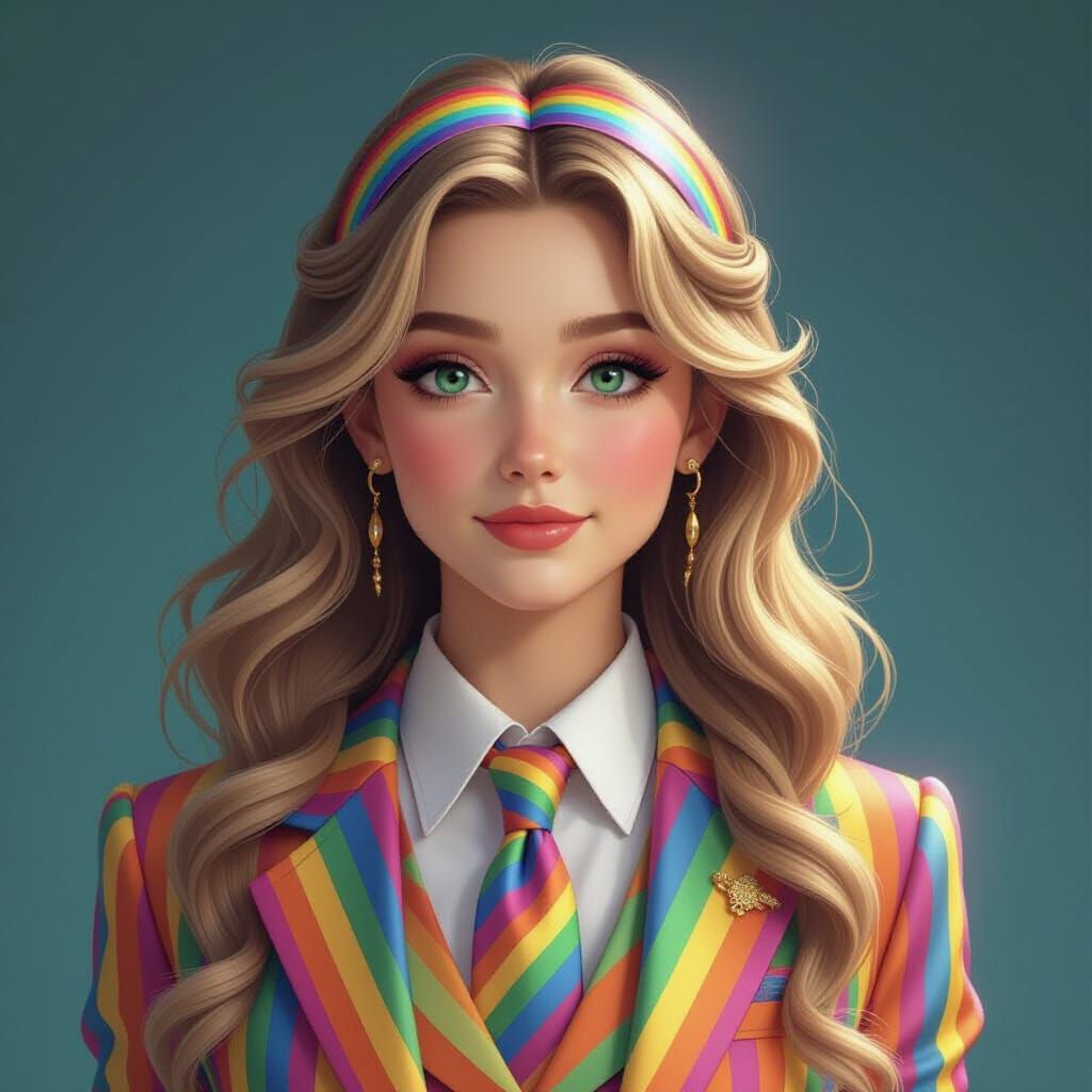 Luna Lovegood in Rainbow Suit and Headband