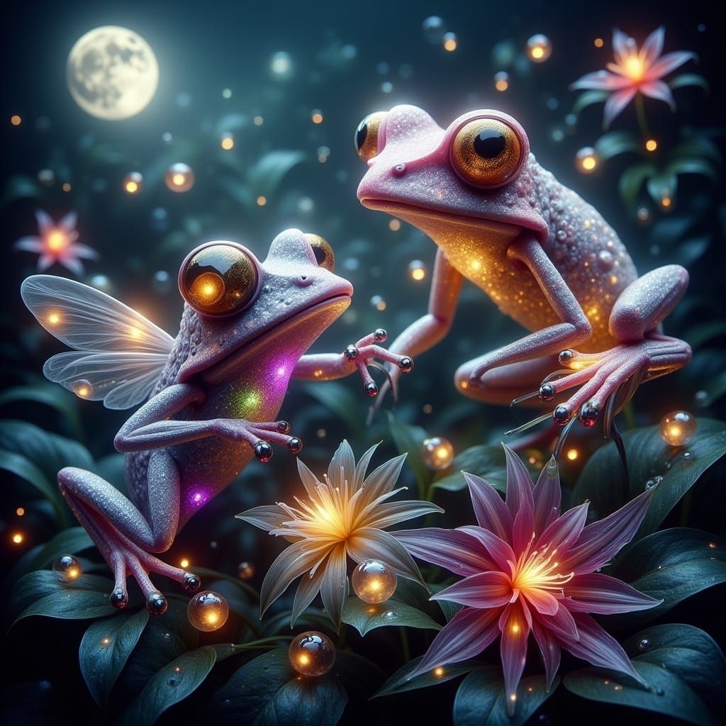Luminescent Creatures in a Dreamlike Nightscape