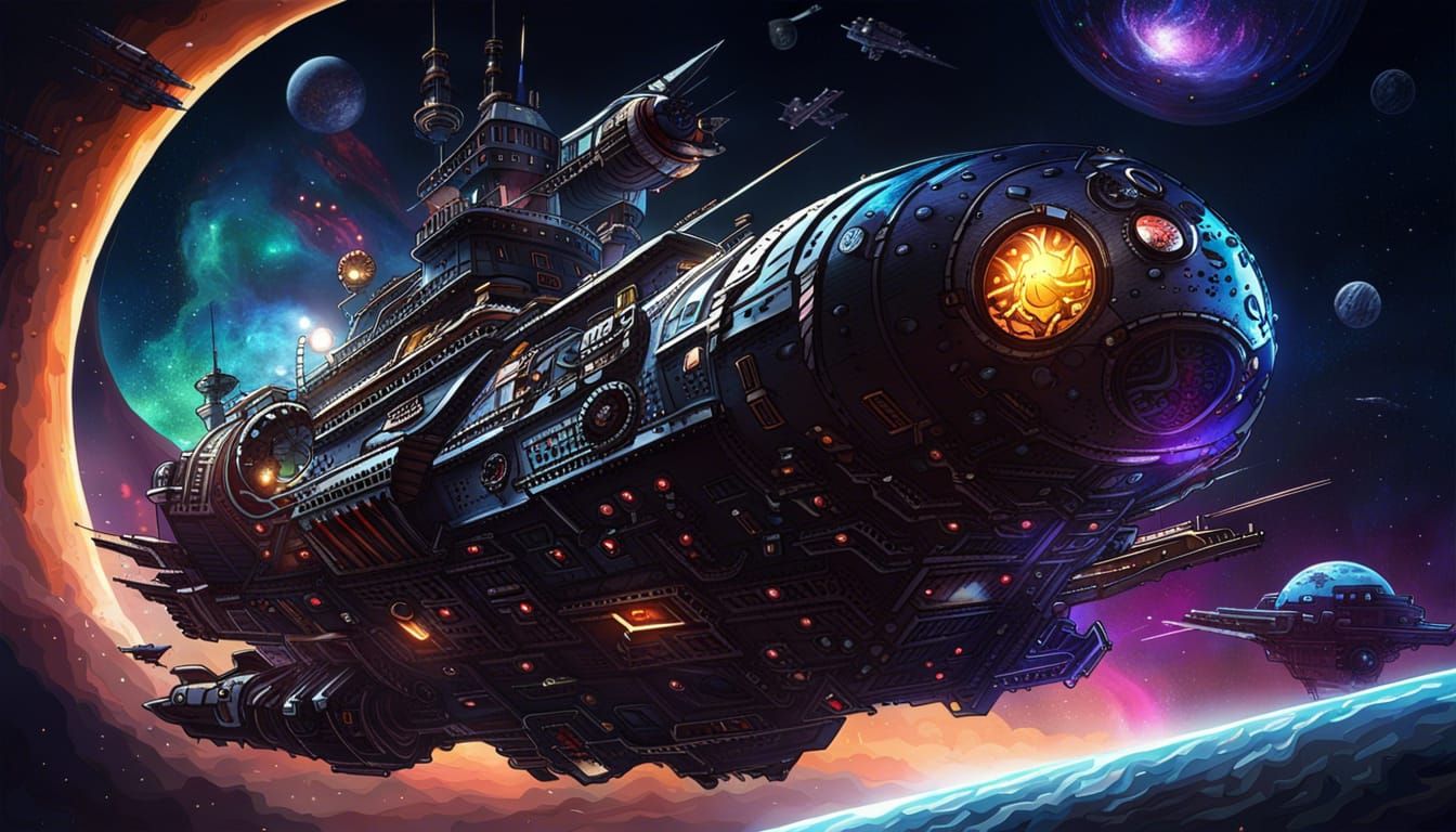 Space Pirate Ship Cruises Through the Cosmos