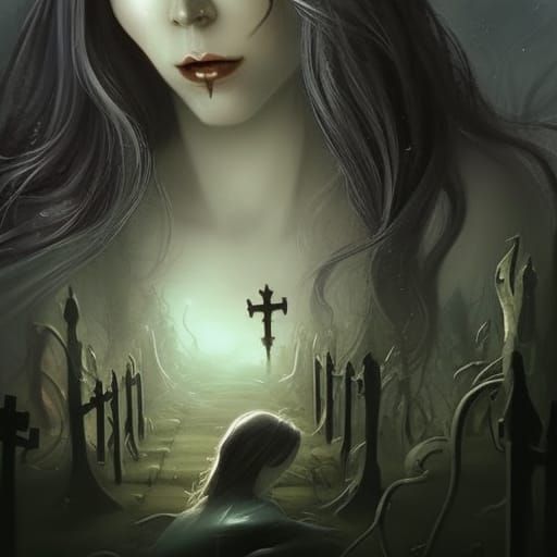 Ethereal Female Ghost in Graveyard, Hyperdetailed Concept Ar...