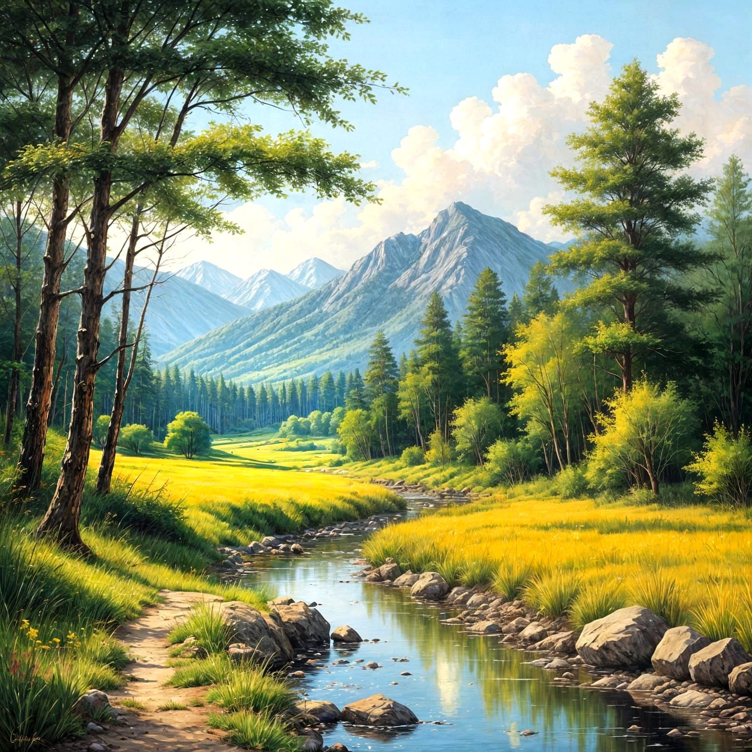 Landscape Painting with Masterful Brushstrokes