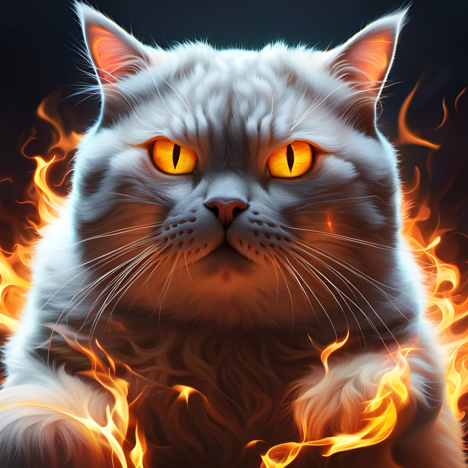 Fiery Kitten Portrait in Photorealistic 3D