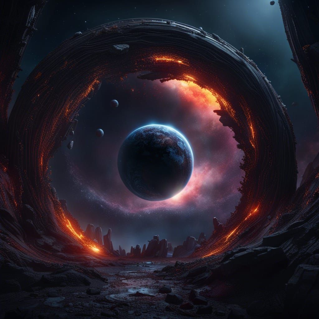 Detailed Matte Painting of a Fantastical Black Hole