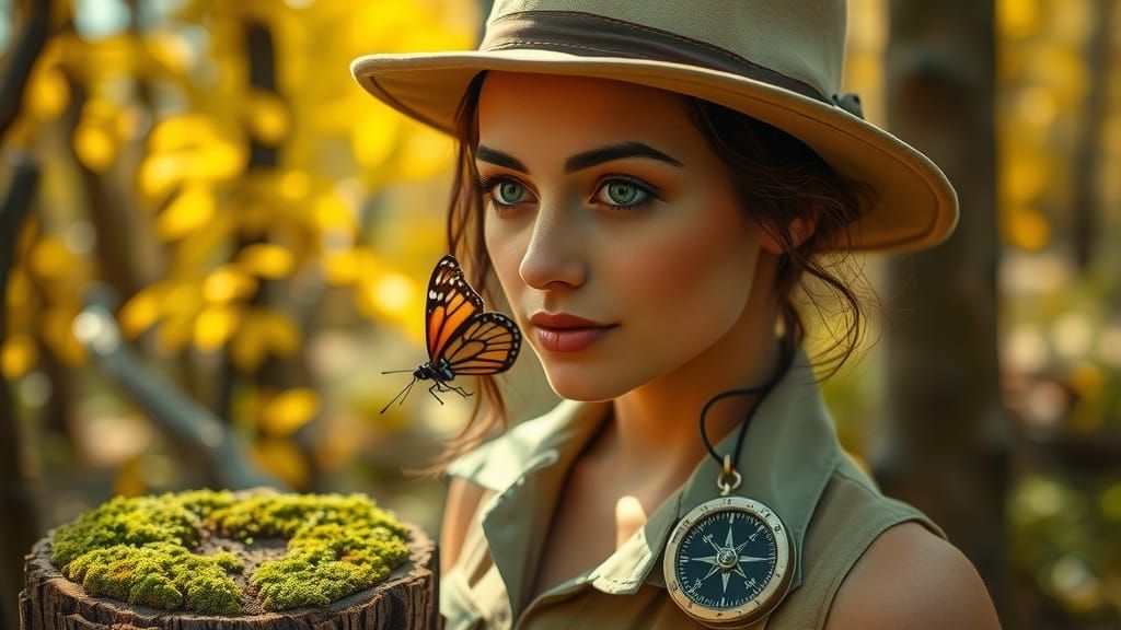 Ethereal Safari Goddess in a Whimsical Forest