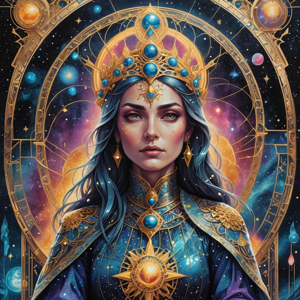 High Priestess Tarot Card in Astral Illustration Style