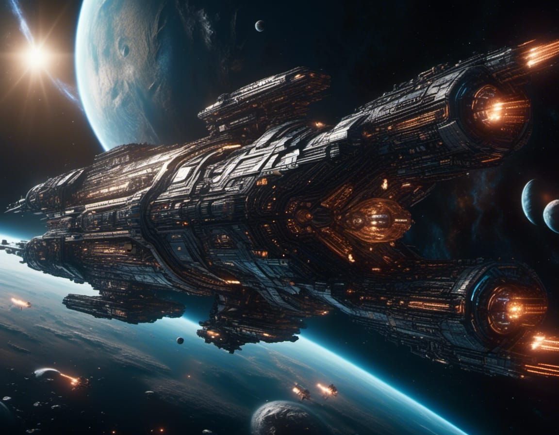 Detailed Alien Spaceship in Epic Space Battle