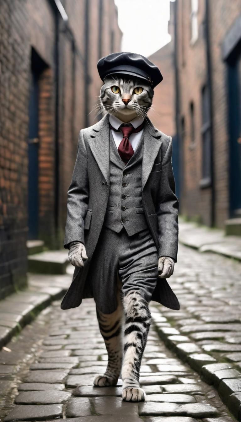 Egyptian Mau Cat in Peaky Blinders Outfit