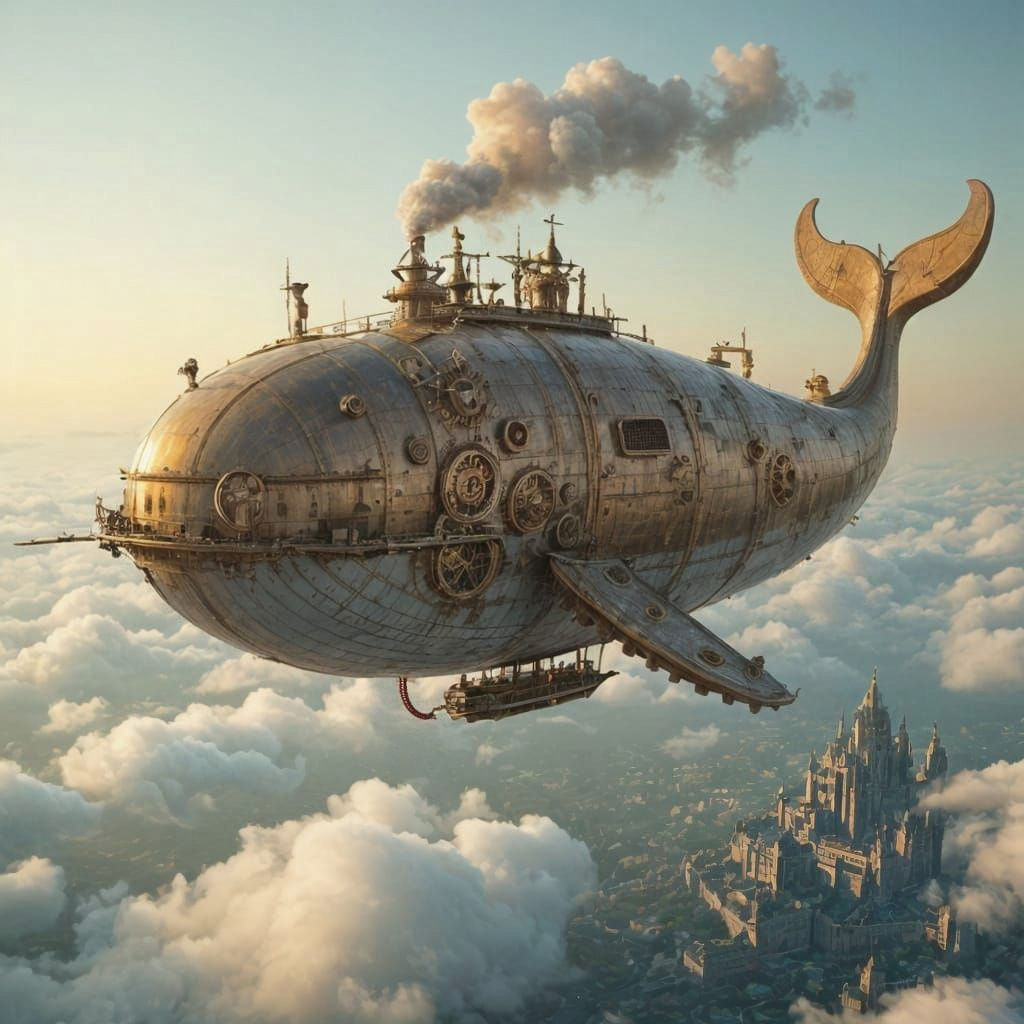 Steampunk whale airship