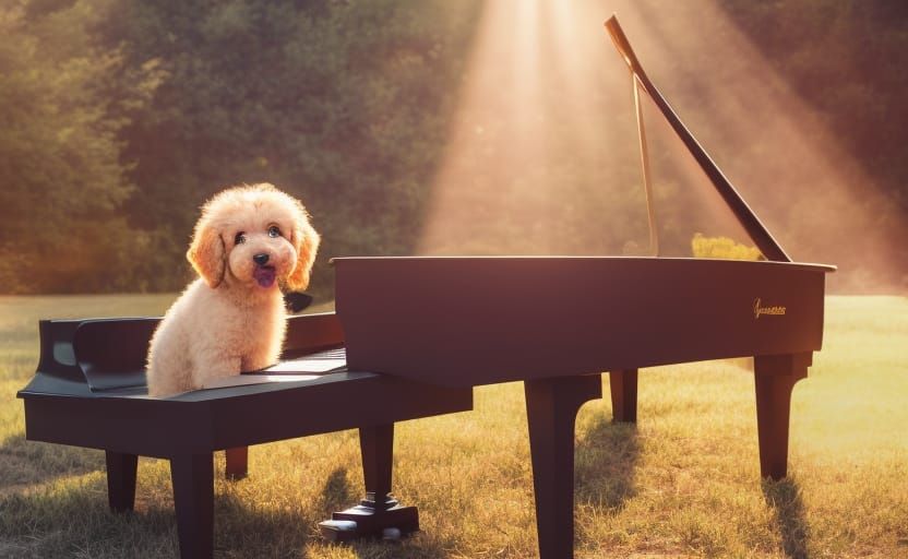 Golden Doodle Puppy's Piano Concert in 8K