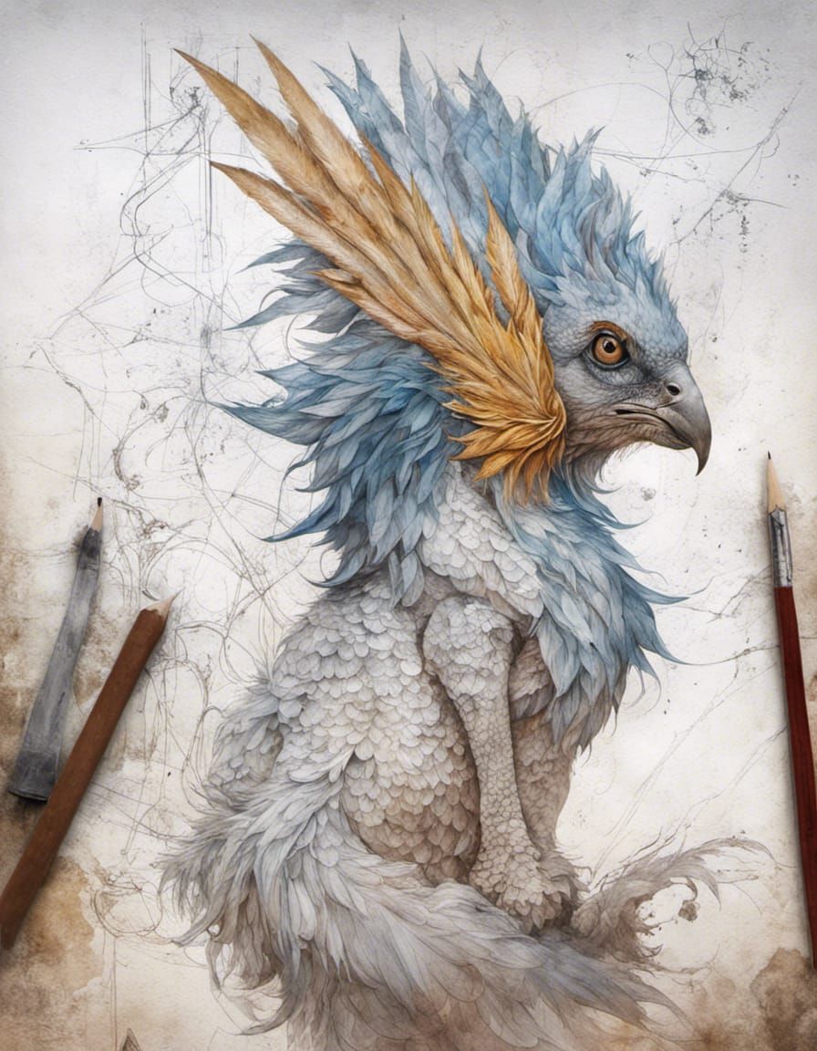 Futuristic Cityscape with Bizarre Bird-like Creatures