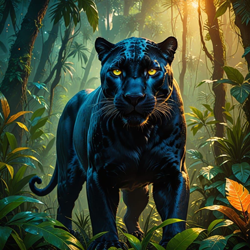 Panther in a Misty Jungle: Fantasy Concept Art