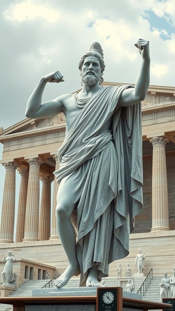 Classical Roman Warrior in Ancient Temple