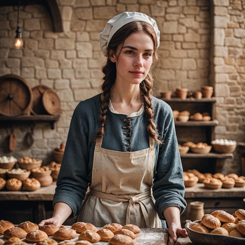 Medieval Baker Woman in Natural Light