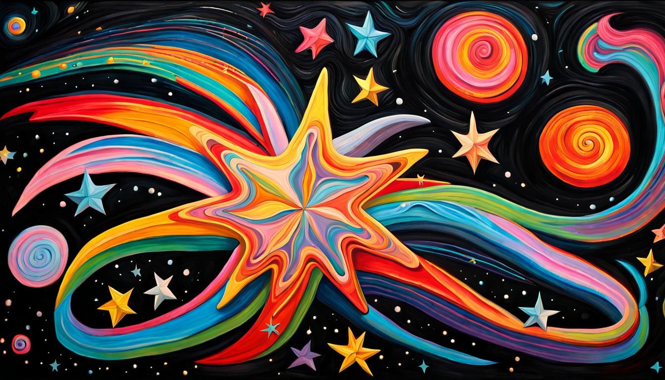 Electromagnetic Star in Impasto Oil Paint Style