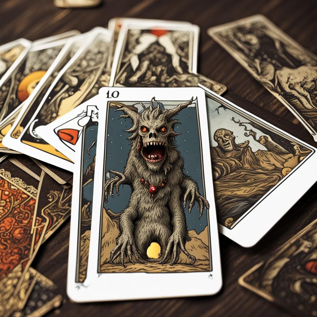 Monster Rising from Tarot Cards