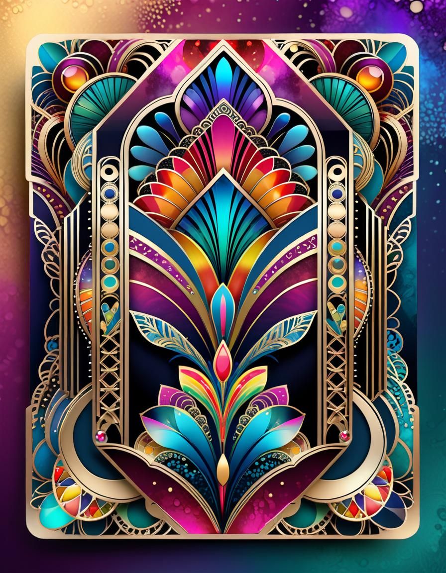 Art Deco Zentangle Card in Mixed Media Style