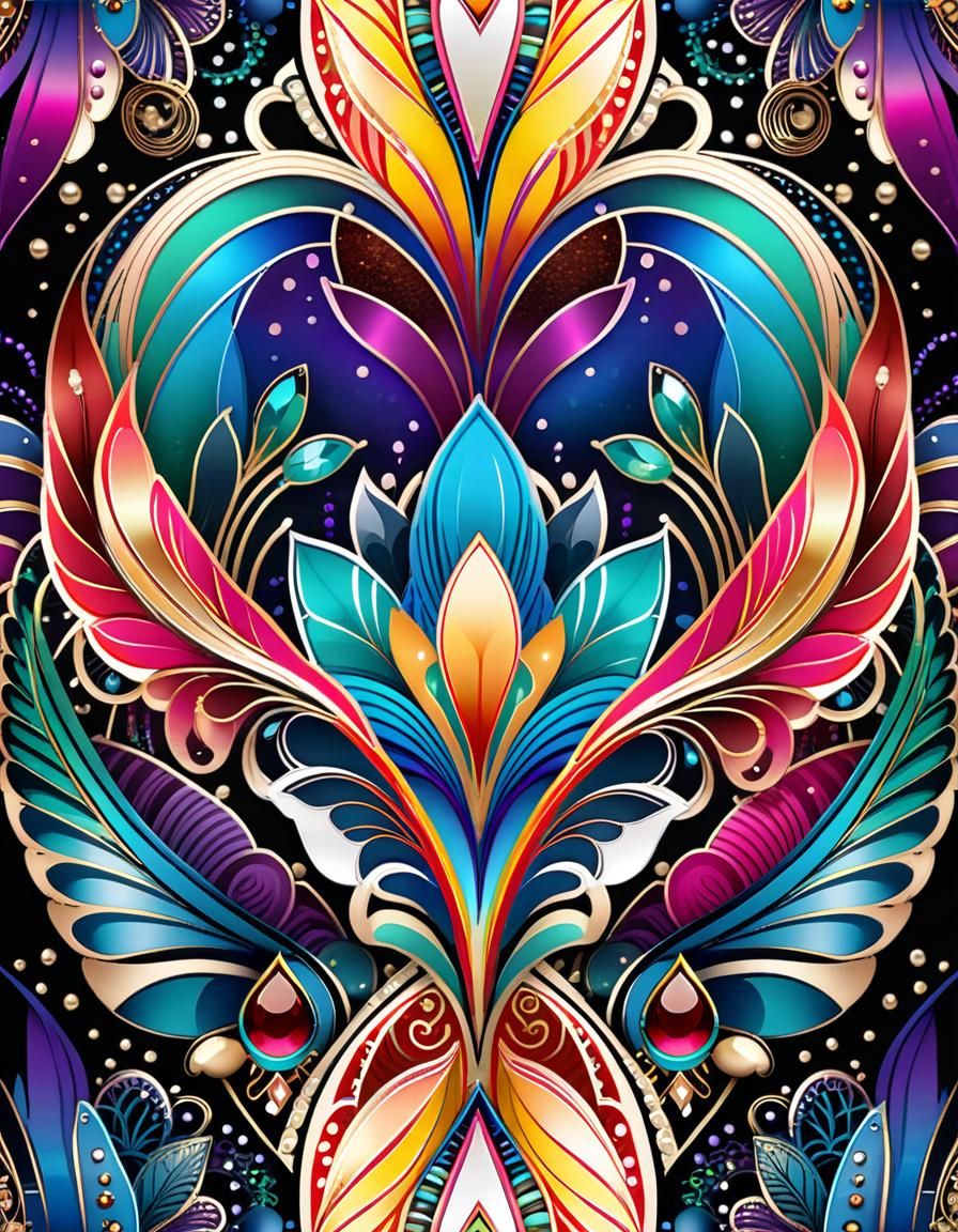 Art Deco Zentangle Card in Mixed Media