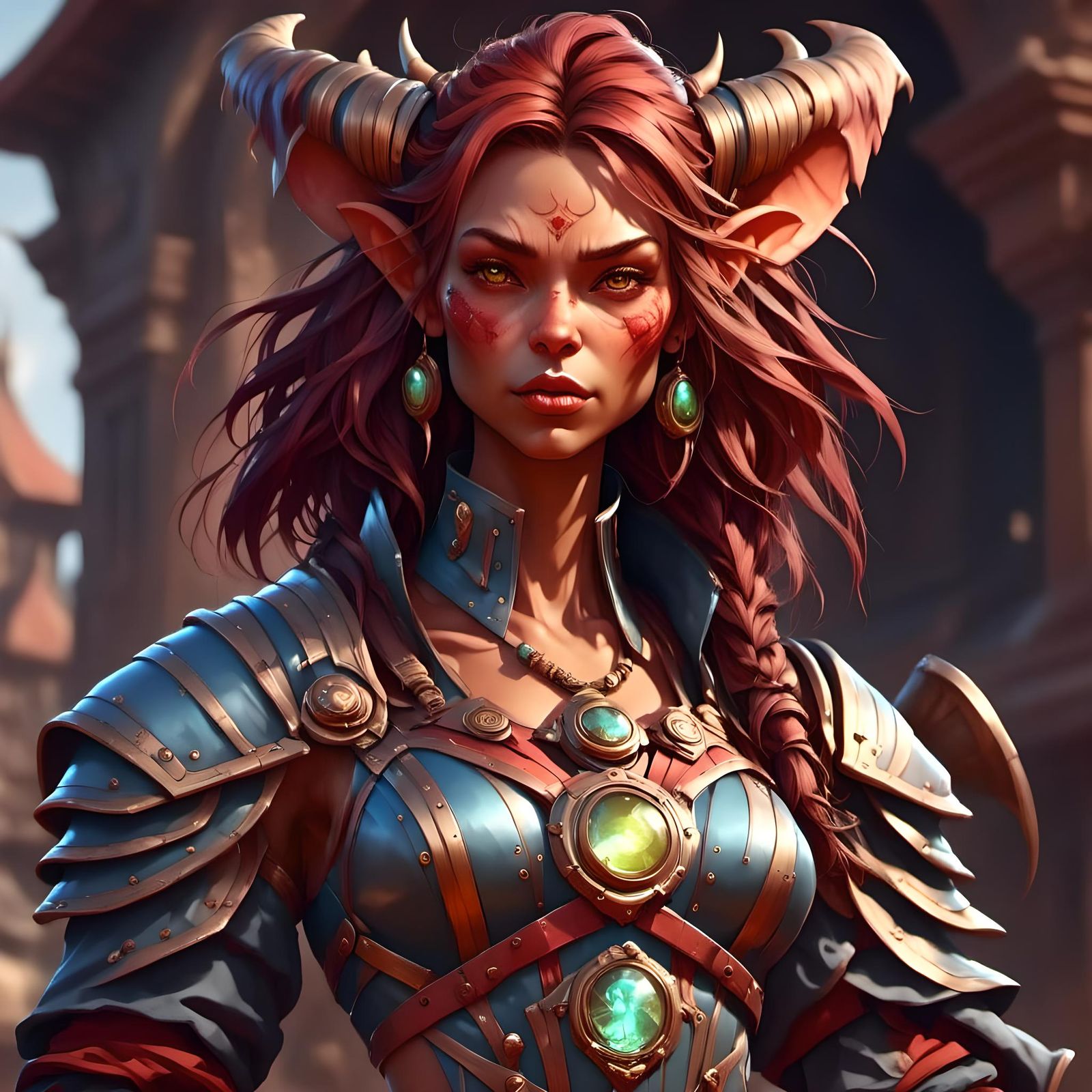 Red Female Goblin with Horns