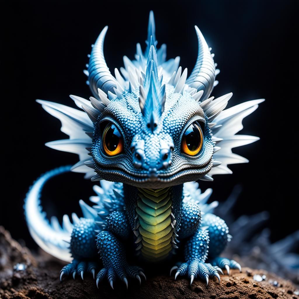 Crystal Dragon Hatchling: Hyperrealistic Dark Fantasy Portra...