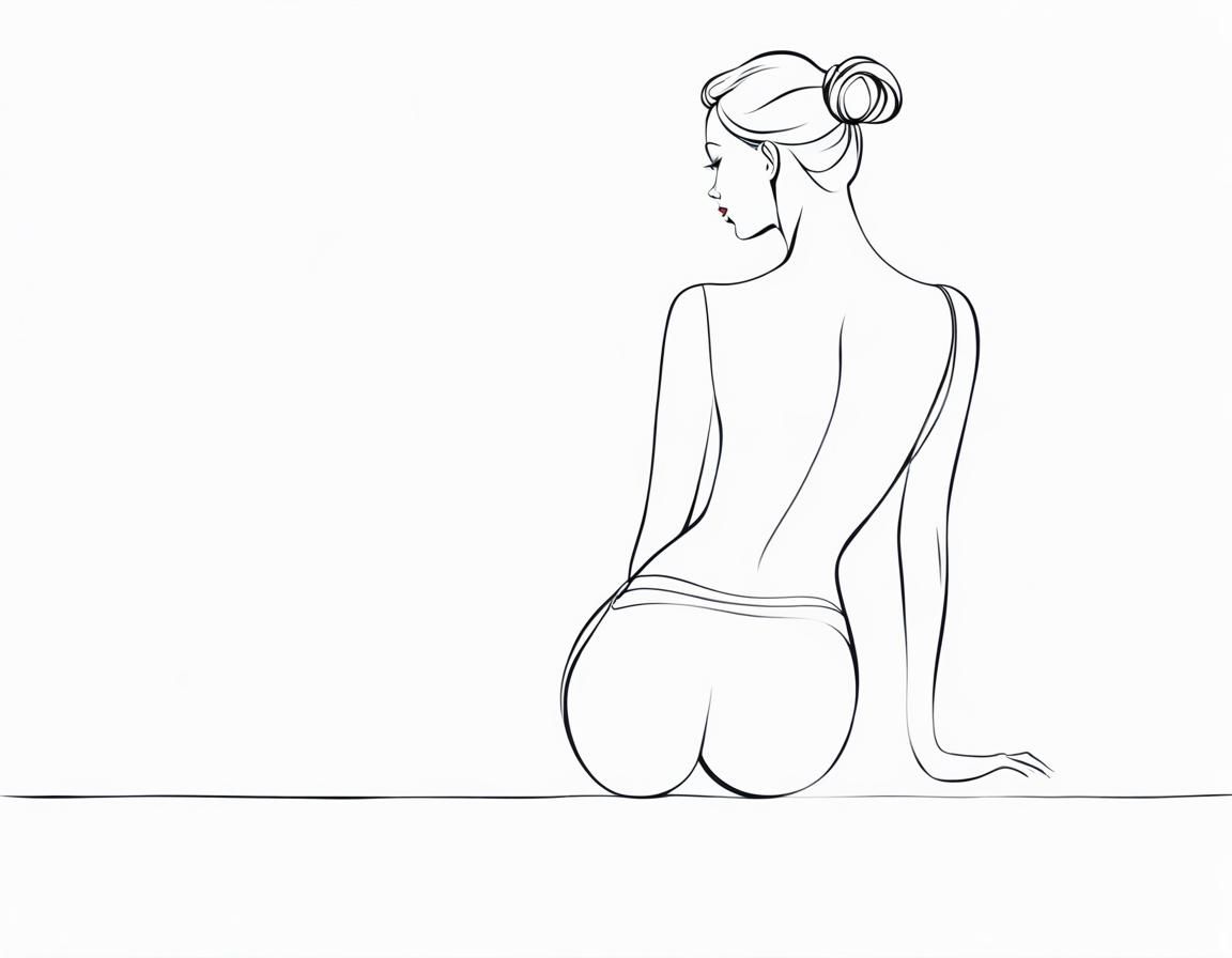 Minimalist Line Art: Woman with Rose Tattoo