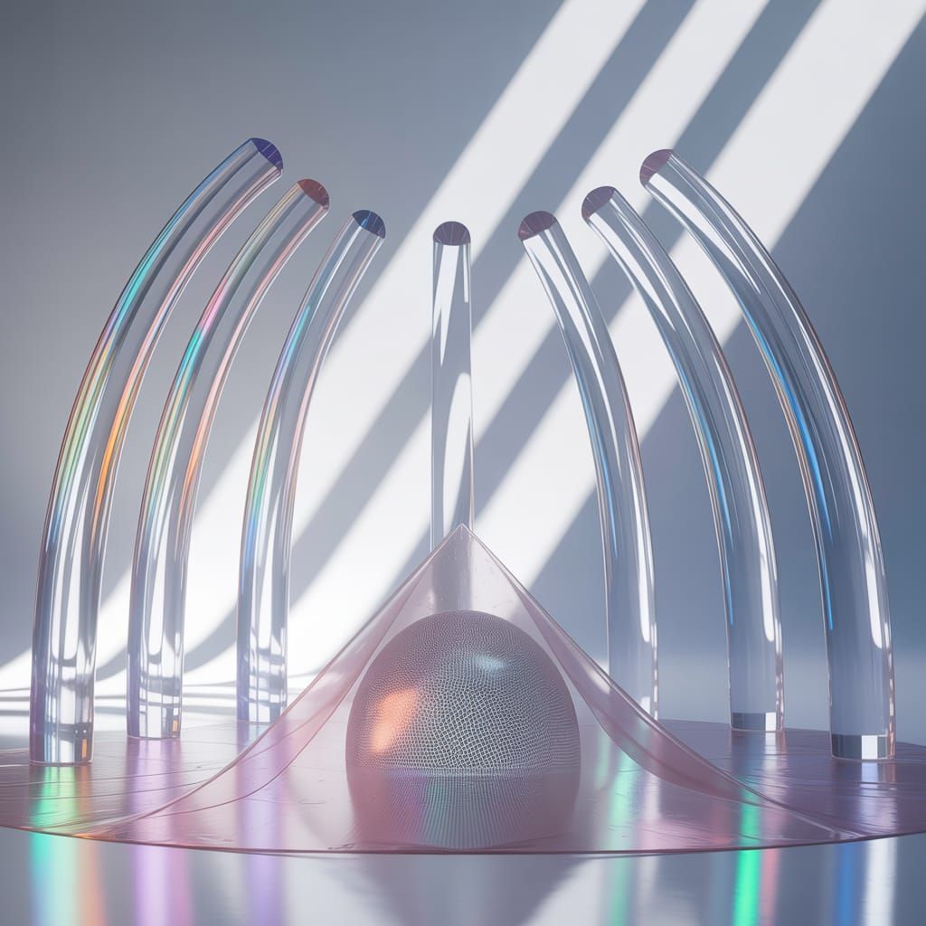 Crystalline Pillars Refracting Light in Spectrum