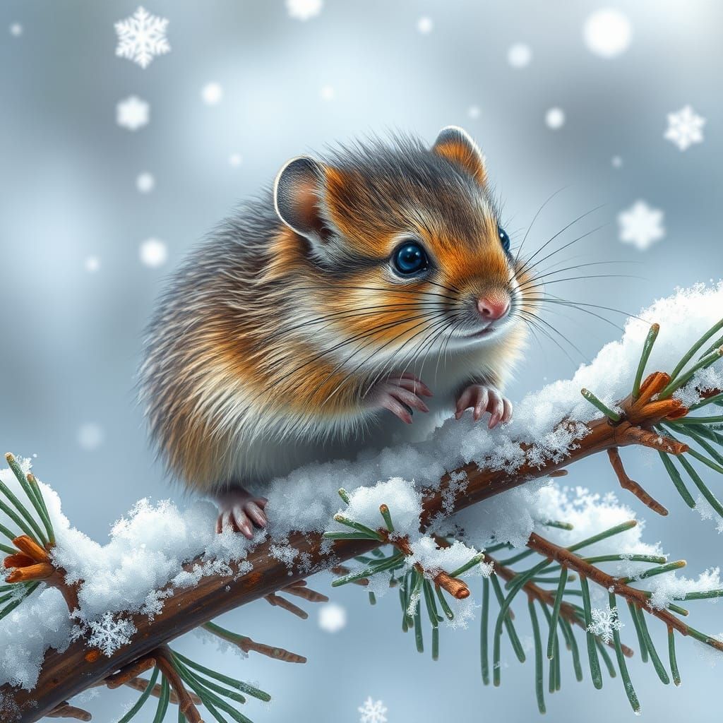 Mouse in Winter Wonderland Scene